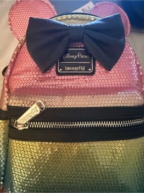 Loungefly Pink, Gold & Black Sequin Kids Mini Backpack
